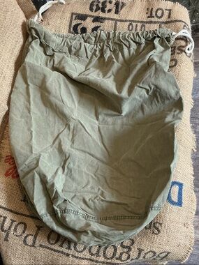 Olive Green Military Drawstring Canvas Bag
